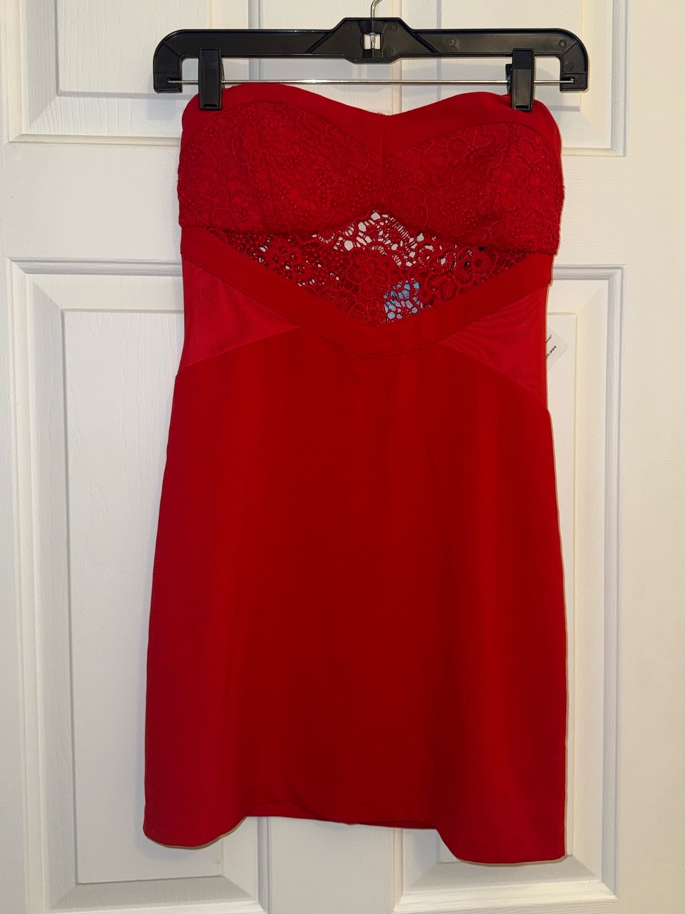 Angel Strapless Red Lace Sheath Dress